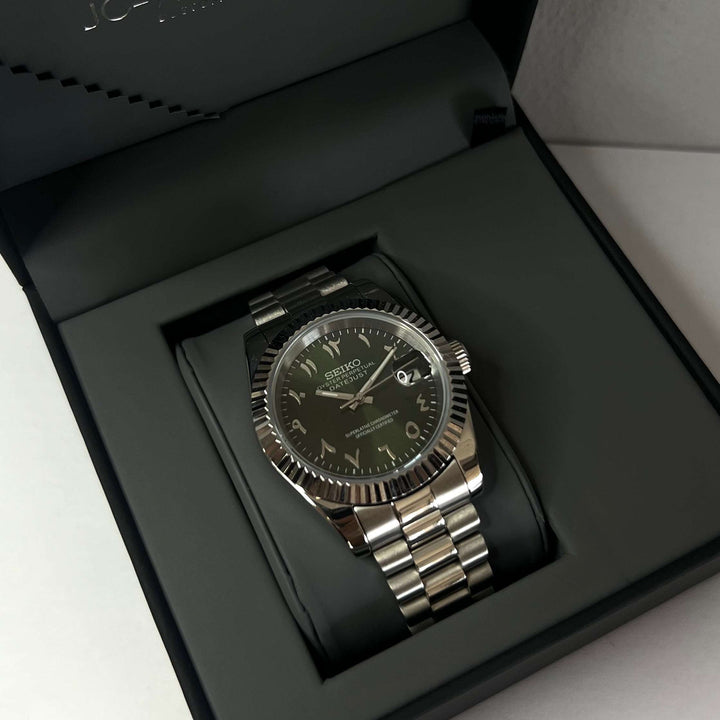 DateJust Olive Green Arabic - Custom Seiko NH35 Automatic Watch