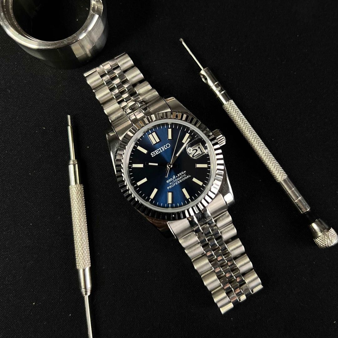 DateJust 36 Navy Blue - Custom Seiko NH35 Automatic Watch