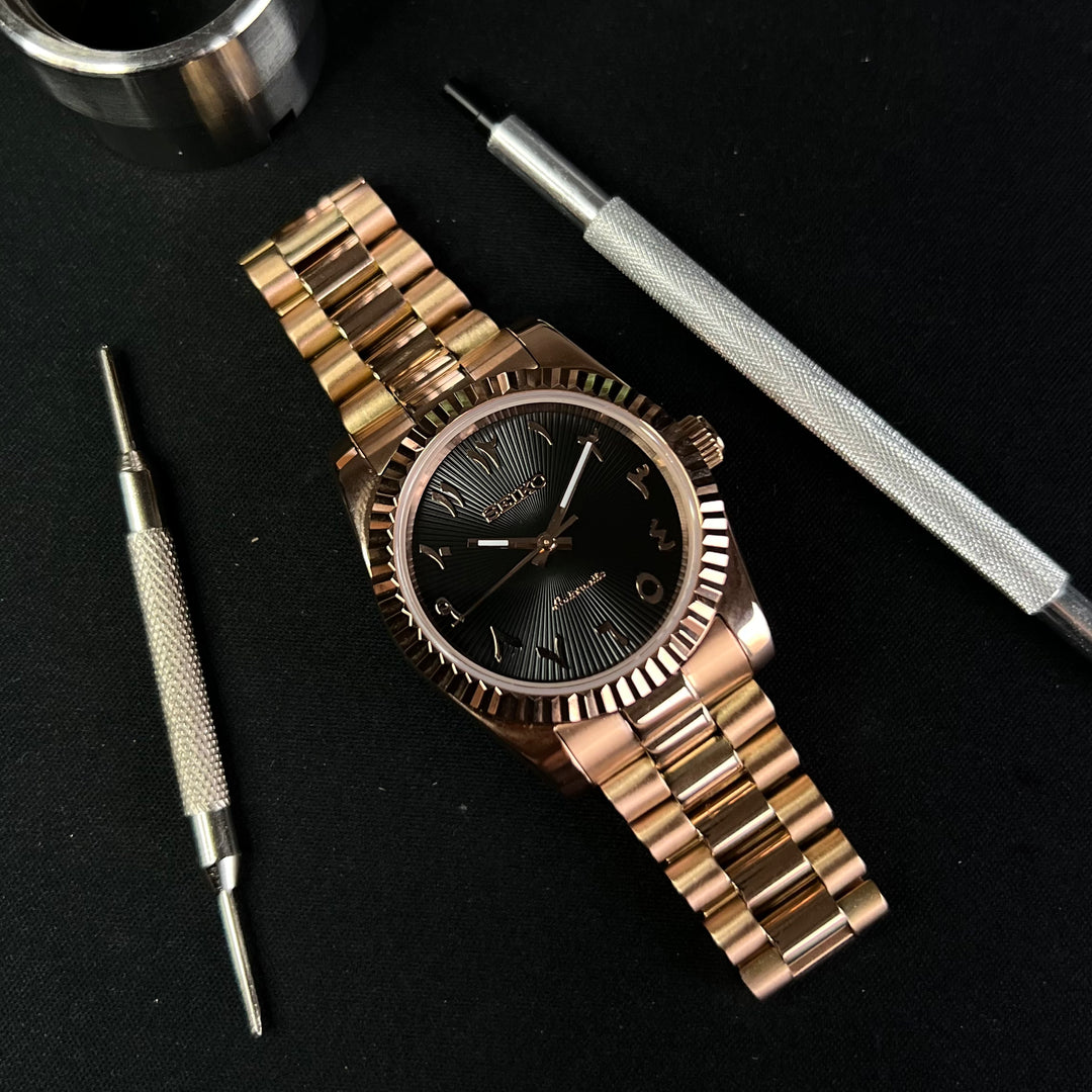 DateJust Black Arabic - Custom Seiko NH35 Automatic Watch