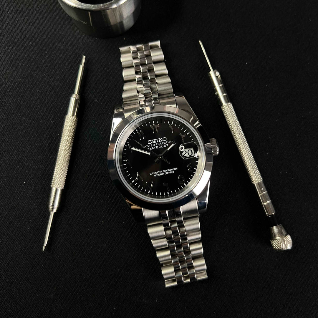 DateJust FB Black ARABIC - Custom Seiko NH35 Automatic Watch