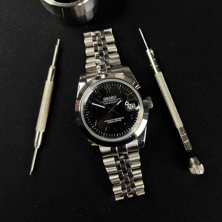 DateJust FB Black ARABIC - Custom Seiko NH35 Automatic Watch