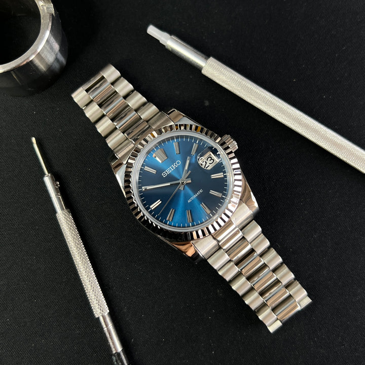 DateJust Blue Sunburst - Custom Seiko NH35 Automatic Watch