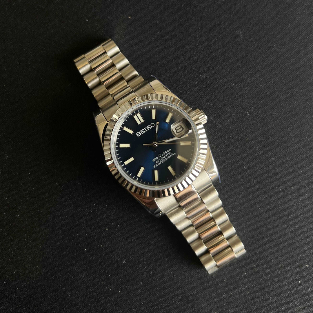 DateJust Navy Blue - Custom Seiko NH35 Automatic Watch