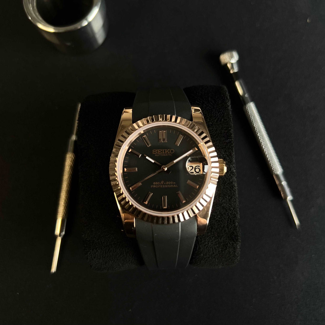 DateJust RG Black - Custom Seiko NH35 Automatic Watch