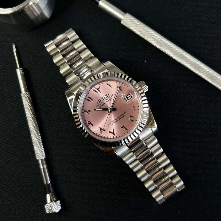 DateJust 36 Pink Arabic - Custom Seiko NH35 Automatic Watch