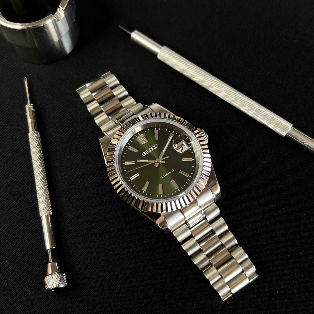 DateJust 40 Olive Green Sunburst - Custom Seiko NH35 Automatic Watch