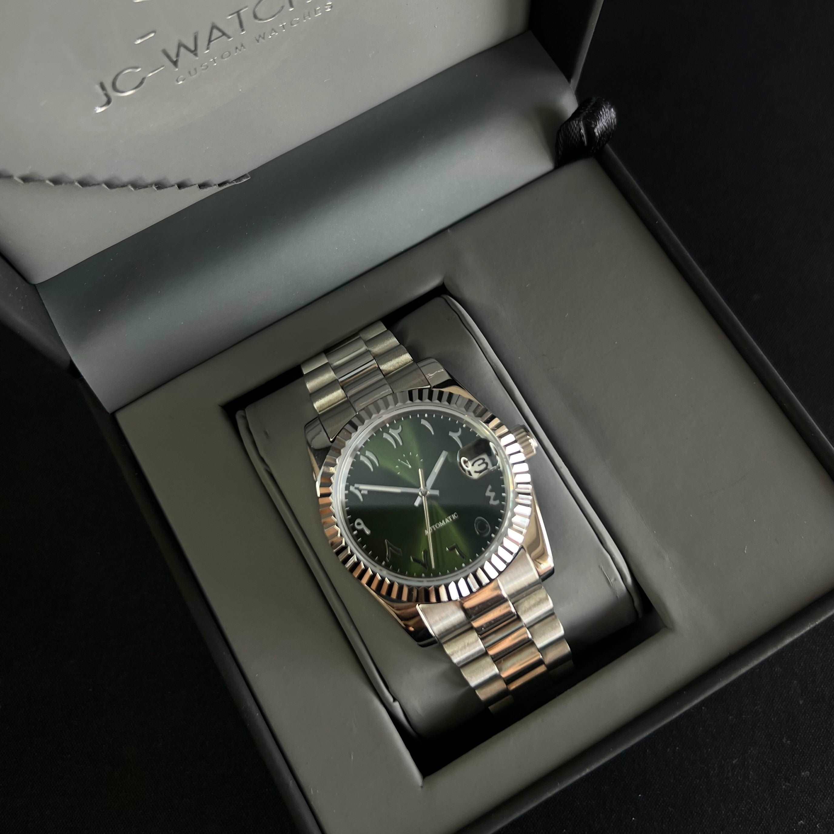 DATEJUST 36 OLIVE GREEN Arabic - NH35 automatic Watch – JC WatchMod