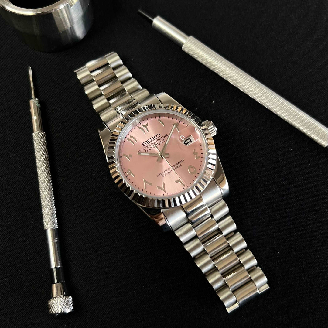 DateJust 36 Pink Arabic - Custom Seiko NH35 Automatic Watch