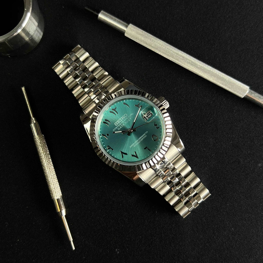 DateJust CYAN Blue - Custom Seiko NH35 AUTOMATIC WATCH