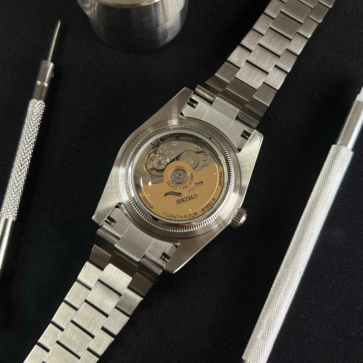 DateJust 36 White Textured Arabic - Custom Seiko NH35 Automatic Watch