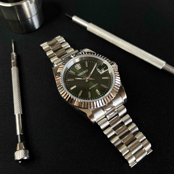 DateJust 40 Olive Green Sunburst - Custom Seiko NH35 Automatic Watch