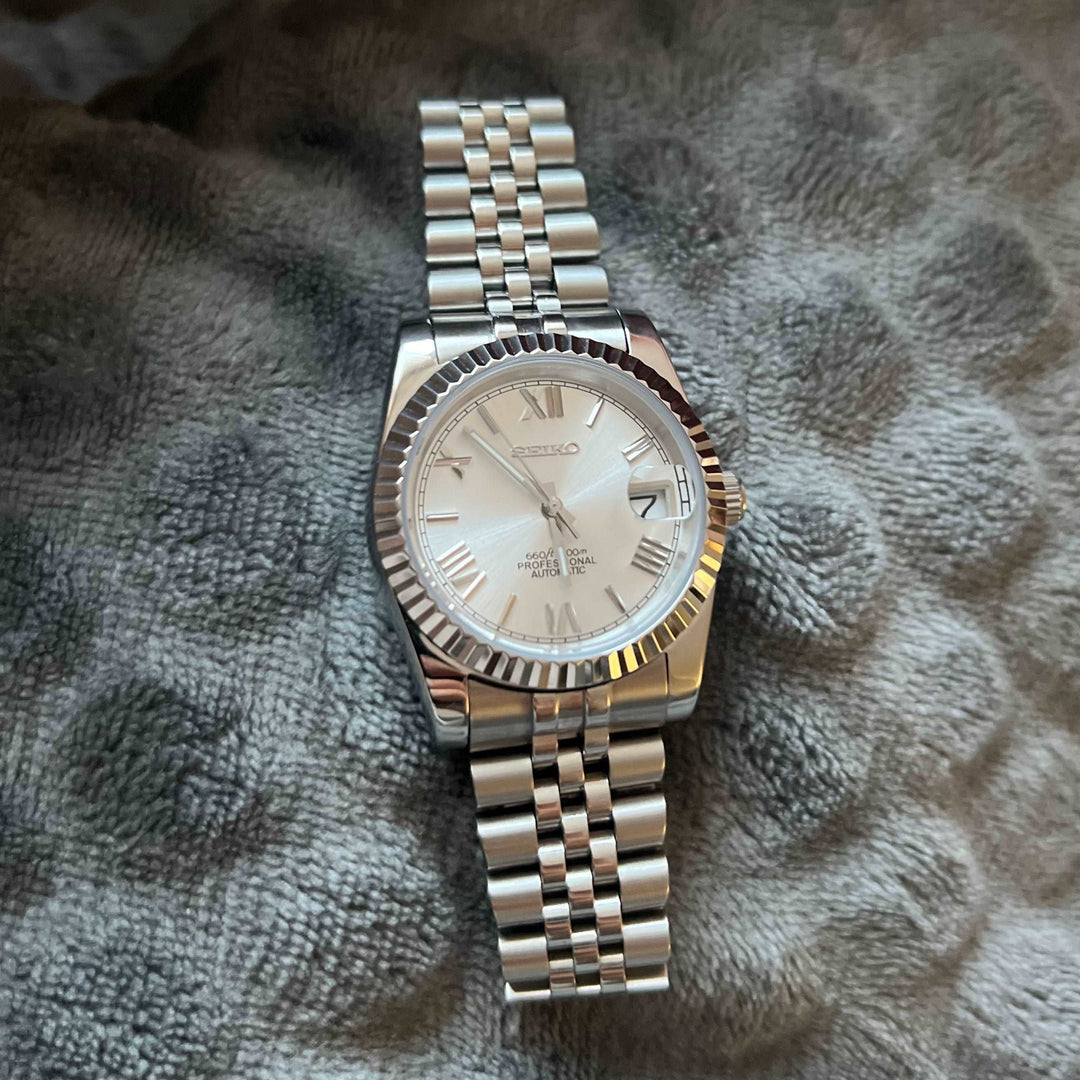 DateJust 36 Silver Roman - Custom Seiko NH35 Automatic watch