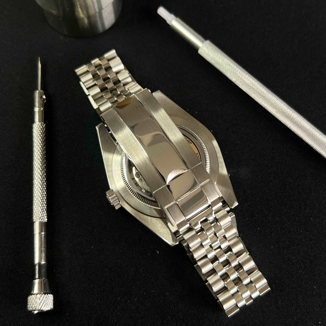 DateJust 40 Dark Blue Textured Arabic - Custom Seiko NH35 Automatic Watch