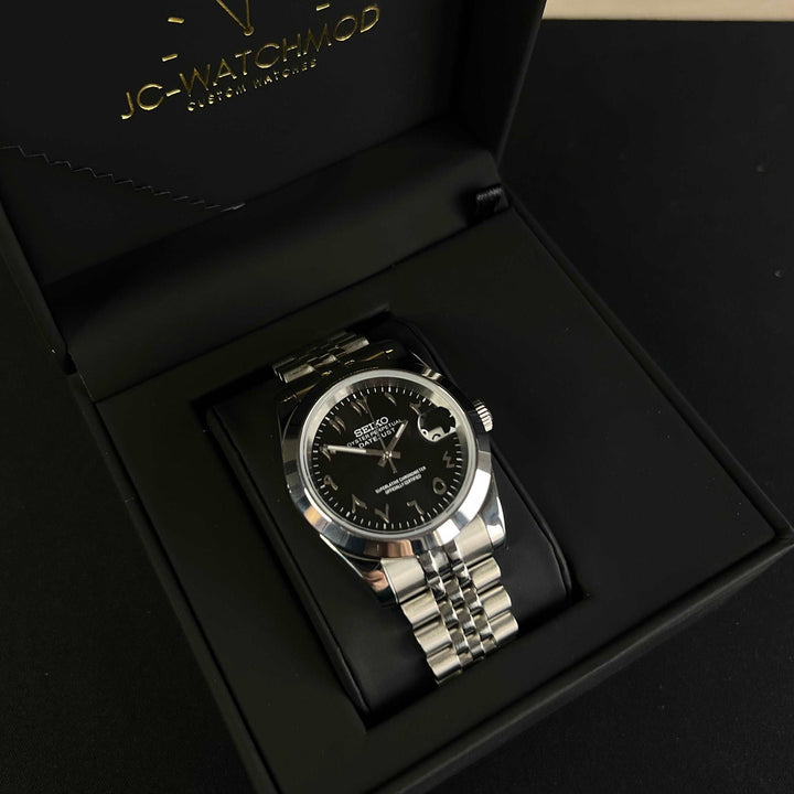 DateJust FB Black ARABIC - Custom Seiko NH35 Automatic Watch