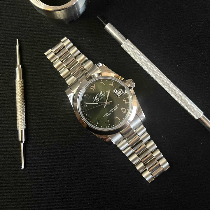 DateJust FB olive green ARABIC - Seiko NH35 automatic MOD