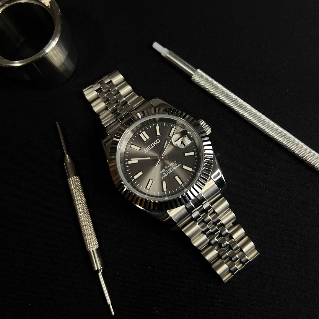 DateJust Grey Lume - Custom Seiko NH35 automatic watch