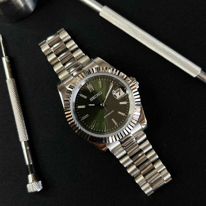 DateJust 40 Olive Green Sunburst - Custom Seiko NH35 Automatic Watch