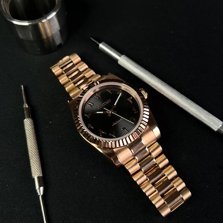 DateJust Black Arabic - Custom Seiko NH35 Automatic Watch