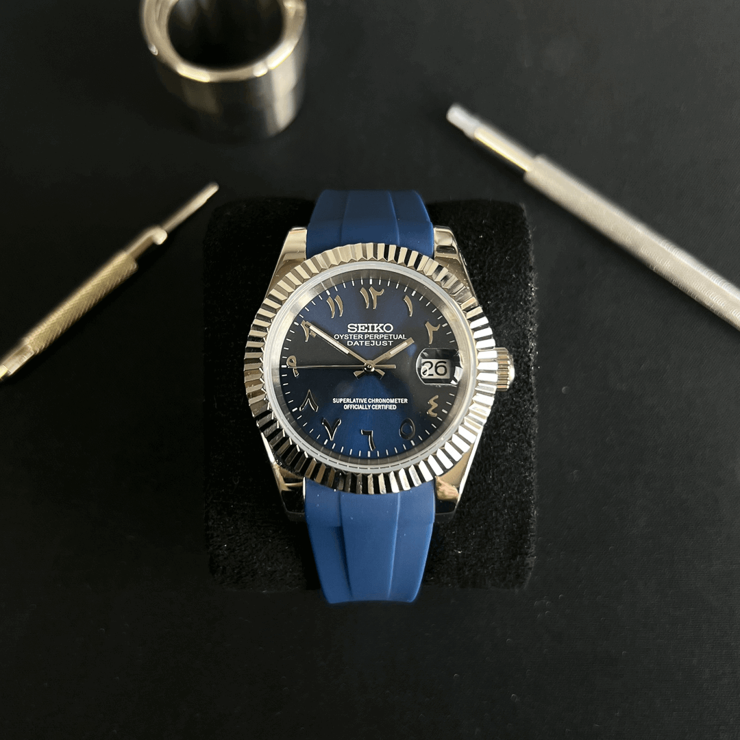 DateJust 40 Navy Blue ARABIC Silicone- Seiko NH35 Automatic