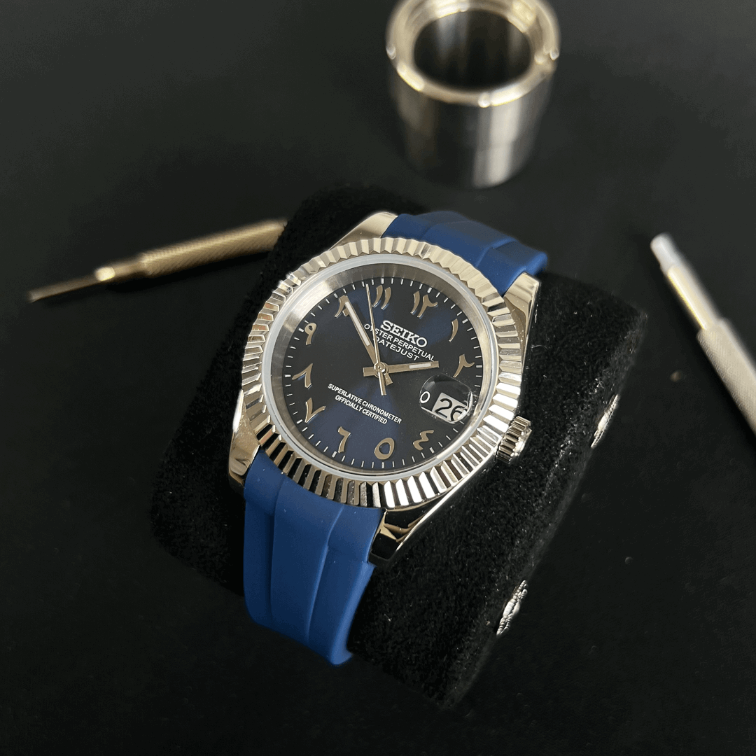 DateJust 40 Navy Blue ARABIC Silicone- Seiko NH35 Automatic